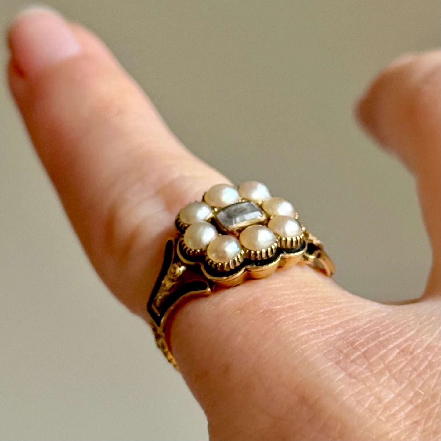 Georgian Era Hidden Locket Mourning Ring; Circa 1829