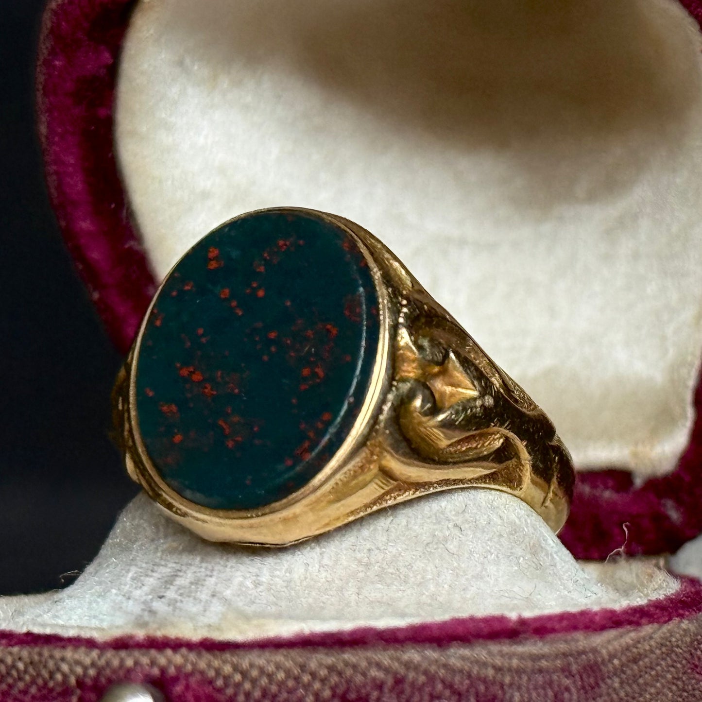 Victorian Bloodstone Signet Ring in 18 Carat Gold; Circa 1880