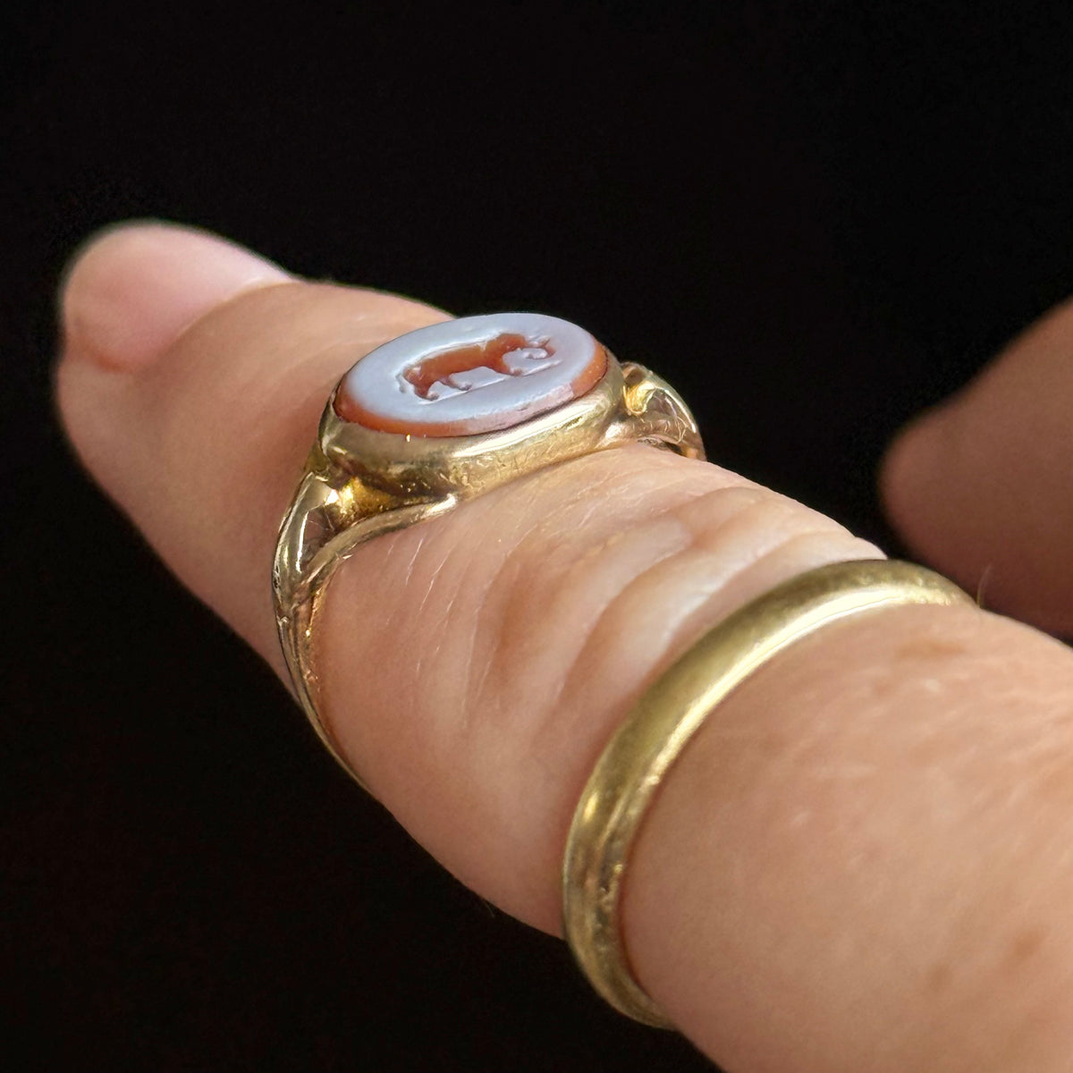 Antique Elephant Signet Ring in 9 Carat Gold; Circa 1880