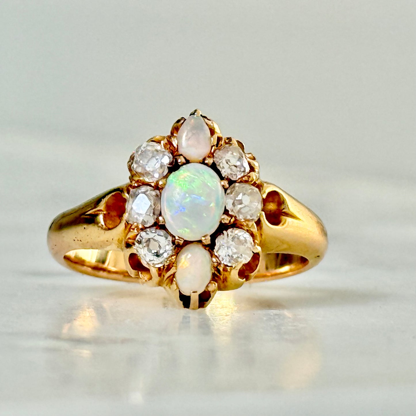 Edwardian Opal and Diamond Ring in 18 Carat Gold; Circa 1900