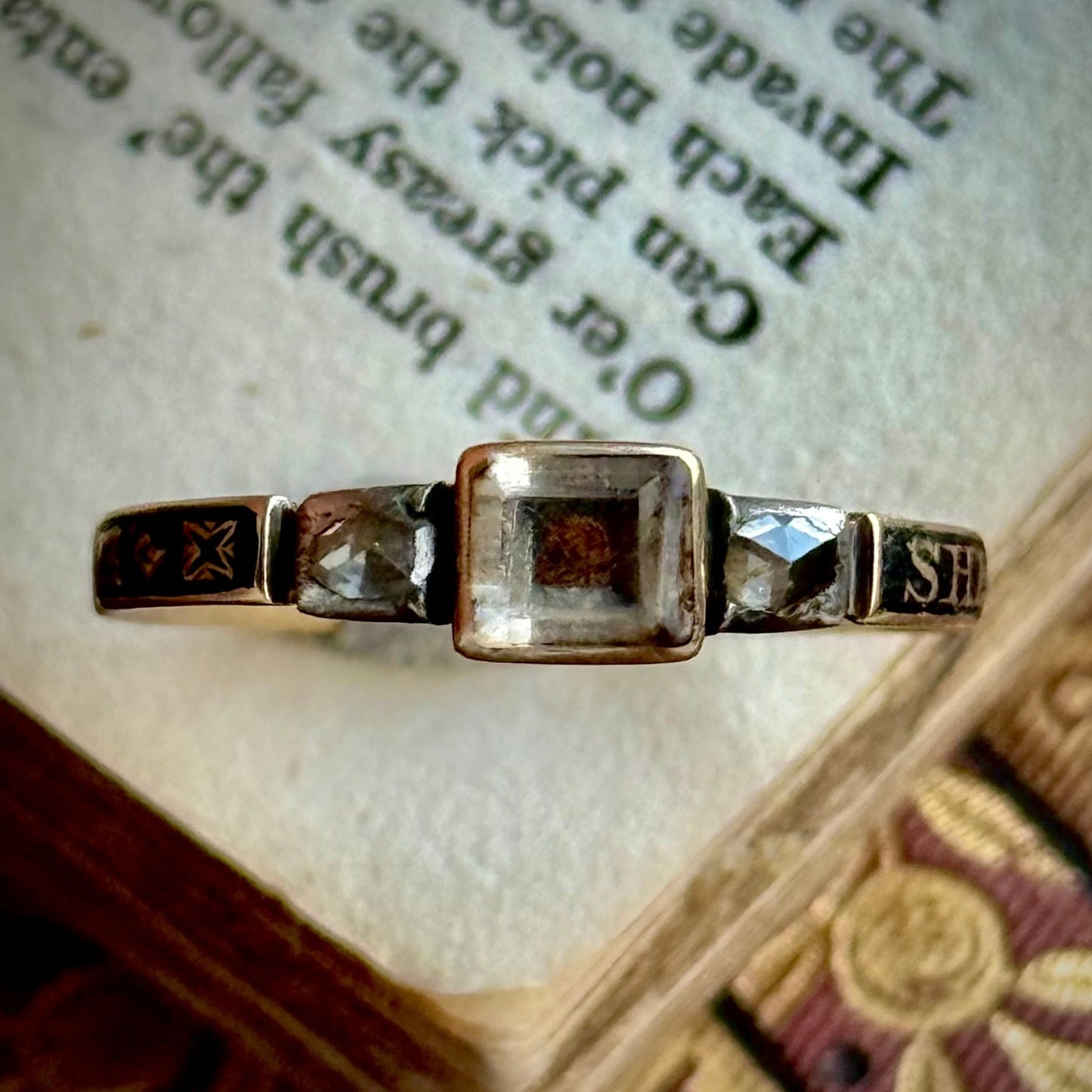 Exceptional Diamond Georgian Mourning Ring; Circa 1750