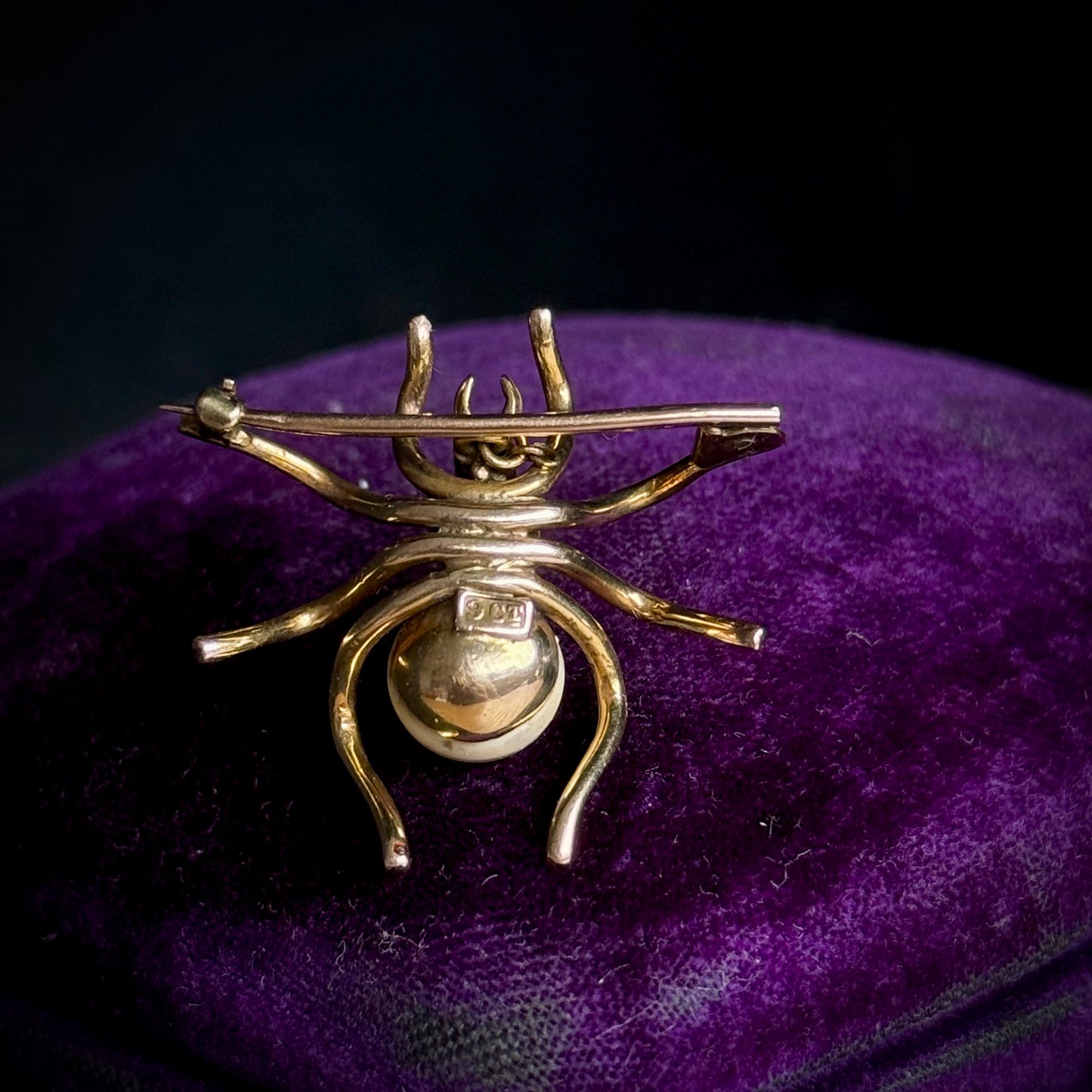 Victorian Pearl Spider Brooch in 9 Carat Gold; Circa 1890