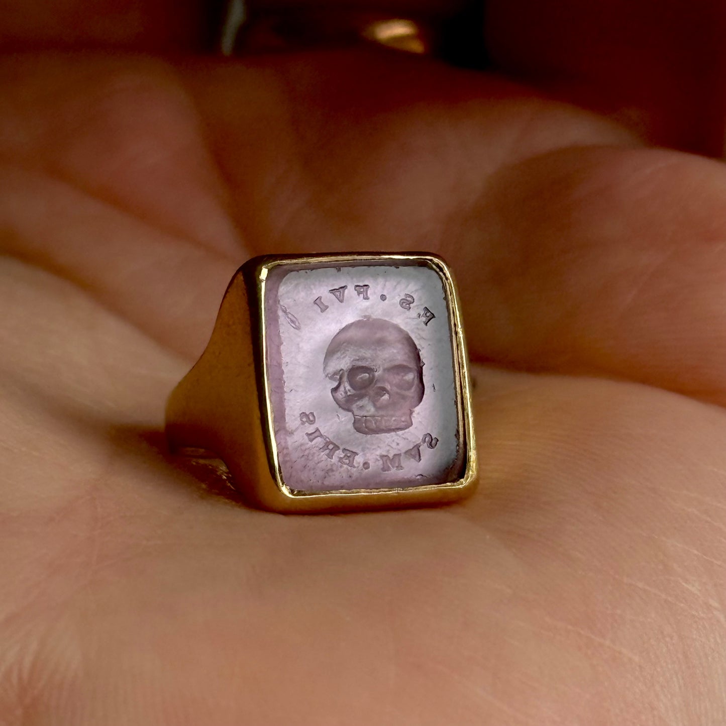 Momento Mori Skull Intaglio Ring in 18 Carat Gold