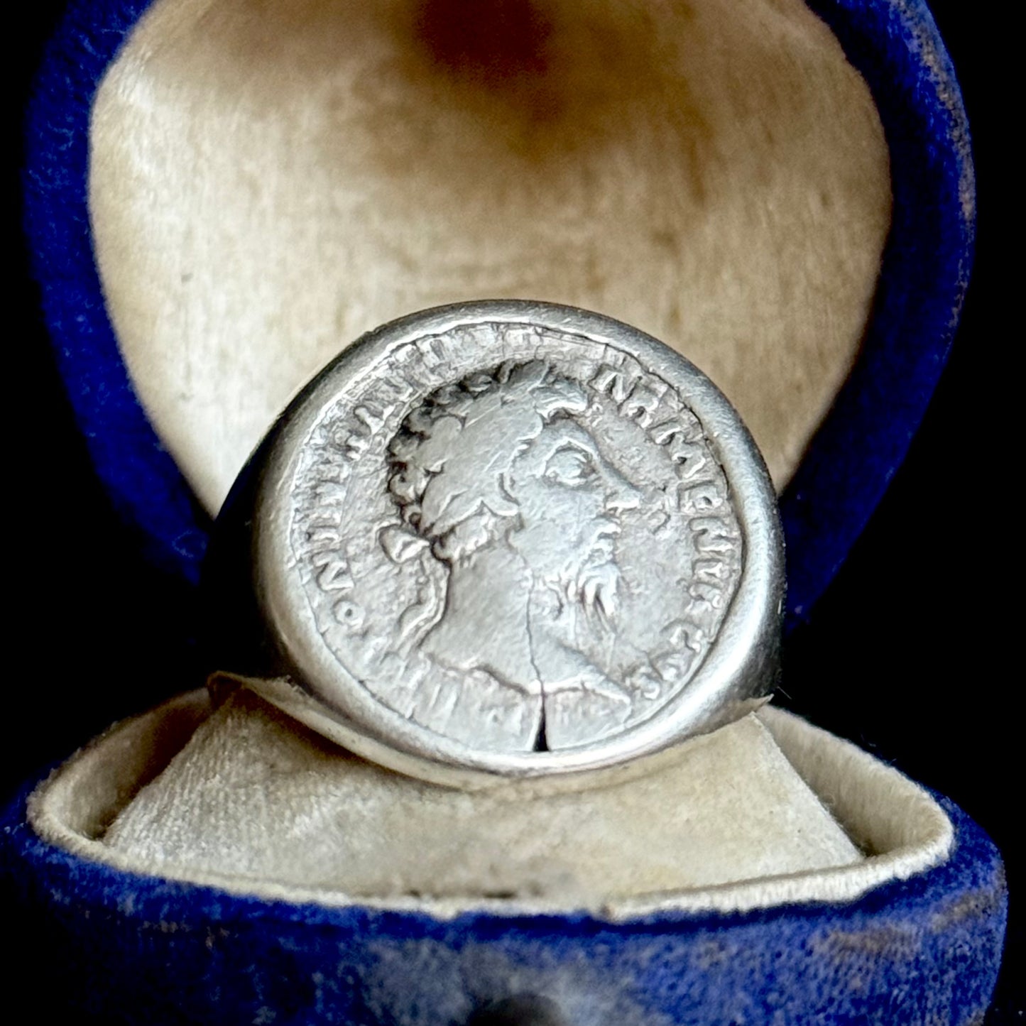 Roman Coin Ring Featuring Emperor Marcus Aurelius; 2nd Century AD