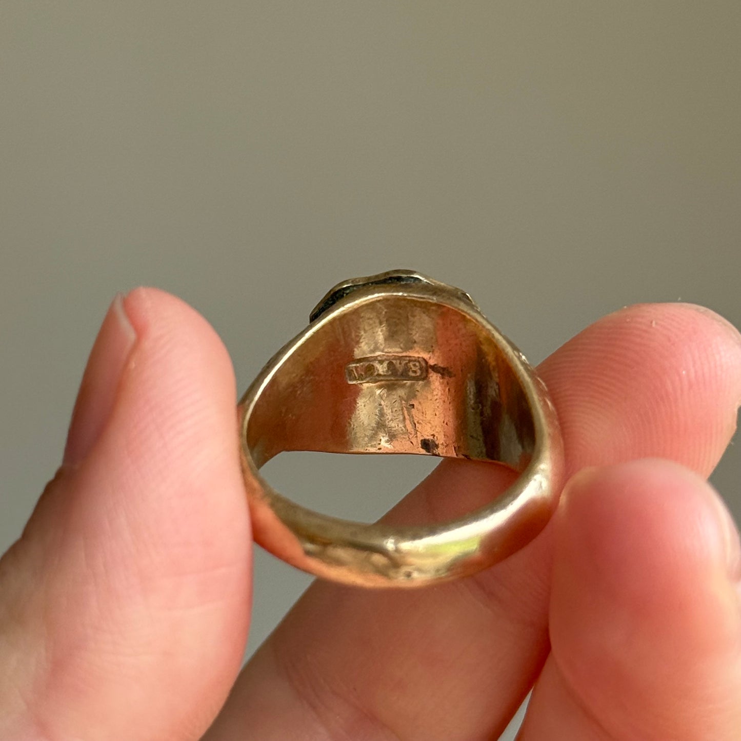 Victorian Heavy Nautical Ship Intaglio Signet ring; Circa 1880