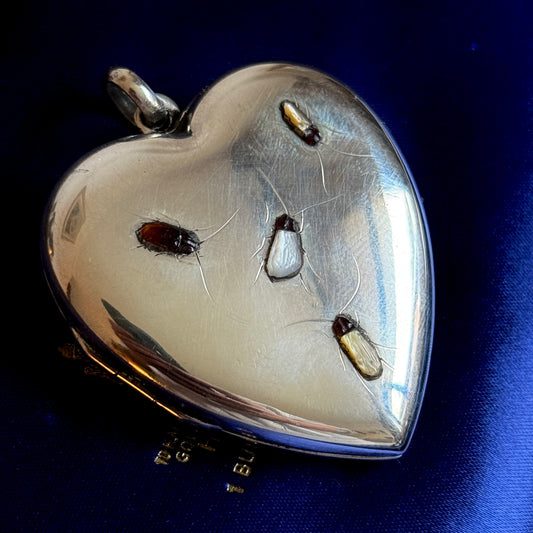 Shibayama Heart Locket Pendant in Sterling Silver