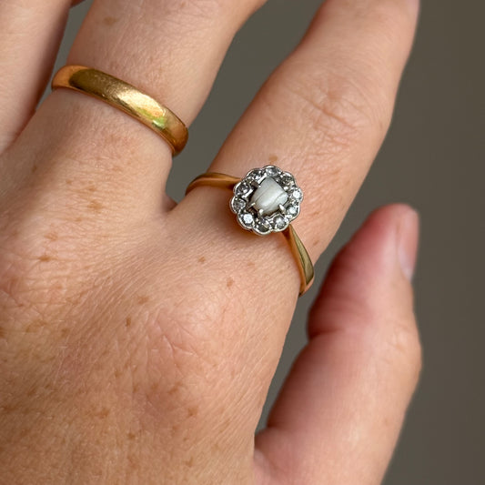 RARE Victorian Milk Tooth & Diamond Ring in 18 Carat Gold; Circa 1870