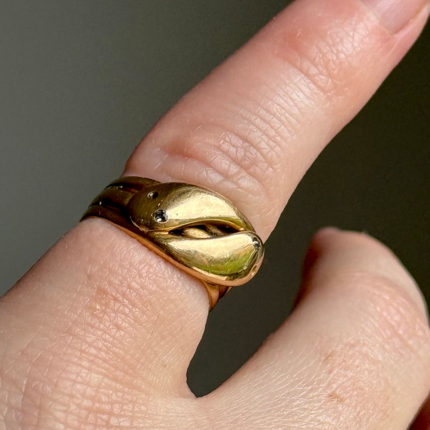 Victorian Diamond Double Snake Ring in 18 Carat Gold; Circa 1880