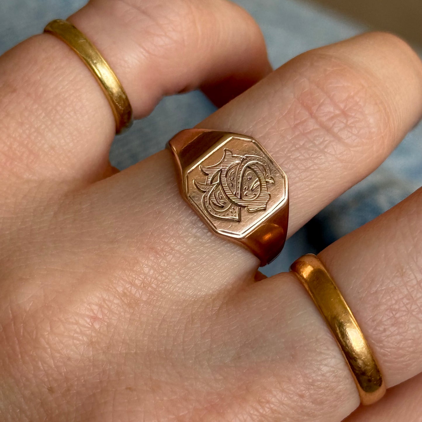 Antique Edwardian Monogram Signet Ring in 9 Carat Gold