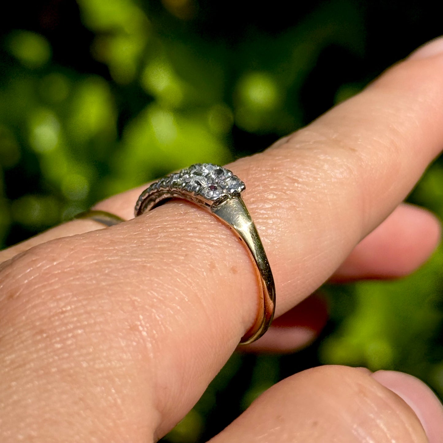 Antique Victorian Double Row Diamond Ring in 15 Carat Gold