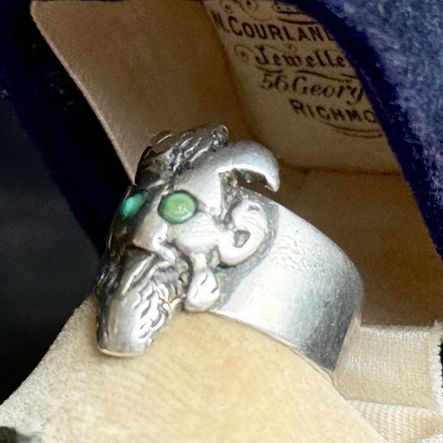 Antique Victorian Devil's Head Ring in Silver