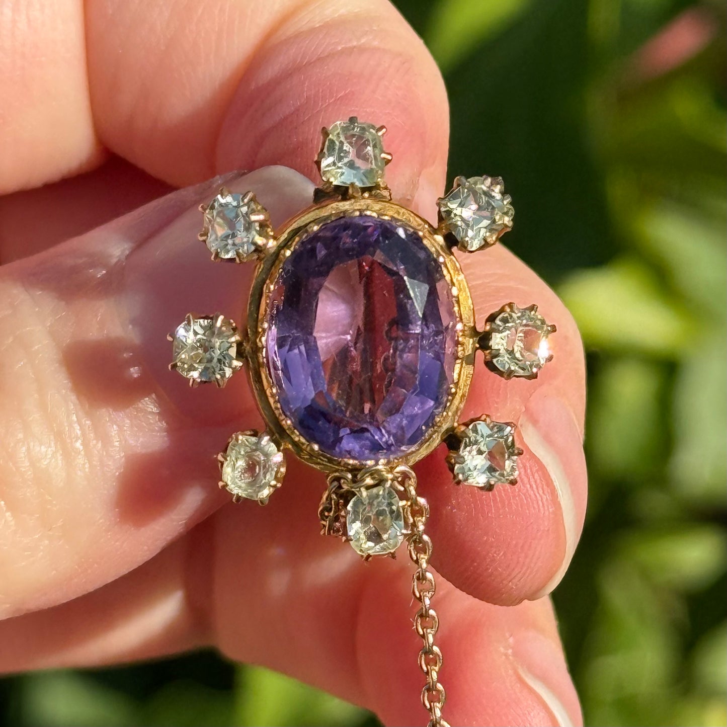 Victorian Ethereal Amethyst & Chrysoberyl Brooch