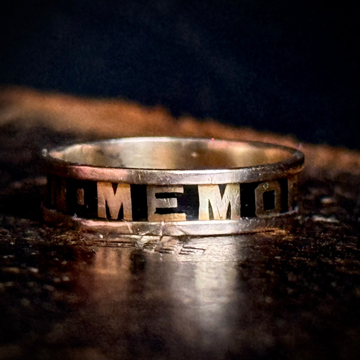 Antique Victorian Enamel Mourning Ring in 9 Carat Gold; Circa 1873