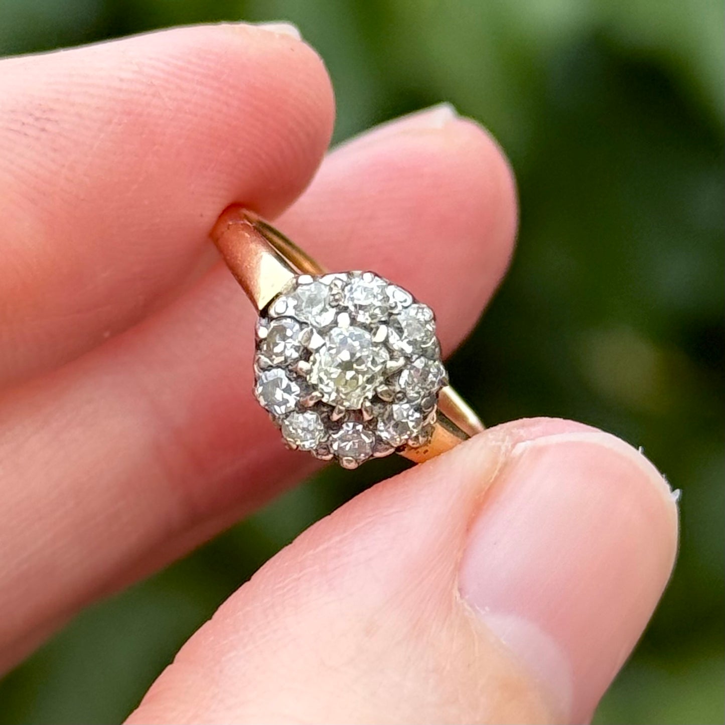 Antique Victorian Diamond Cluster Ring in 18 Carat Gold; Circa 1880