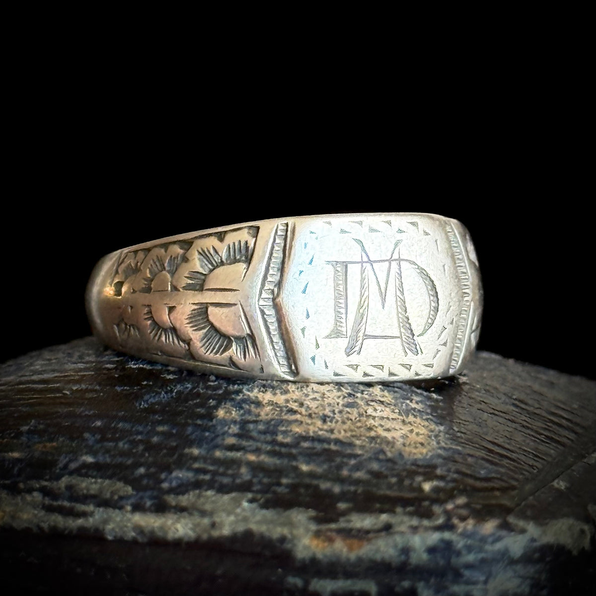 Antique Monogram Signet Ring in Silver; circa 1860