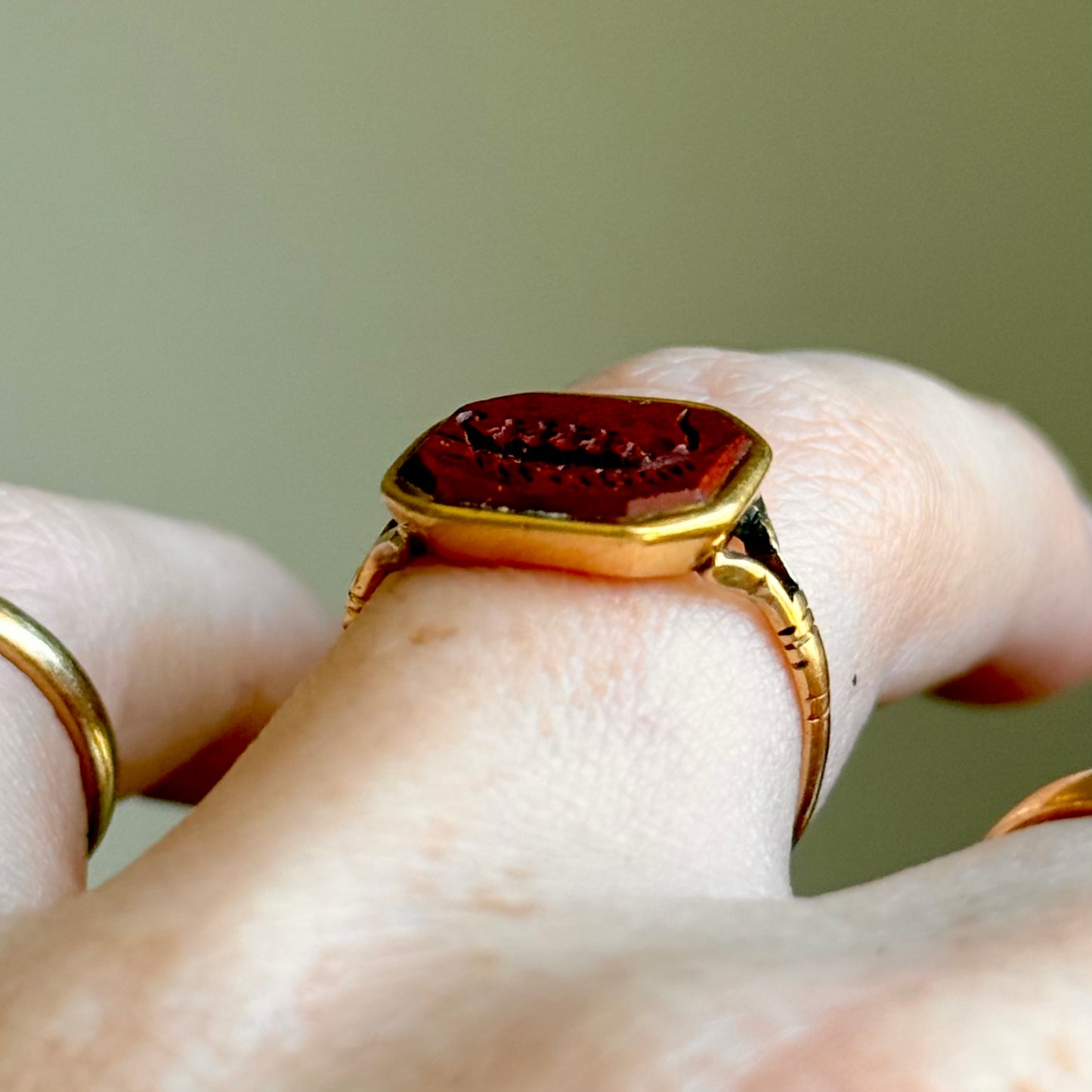 Sublime Jasper Intaglio Ring in 14 Carat Gold