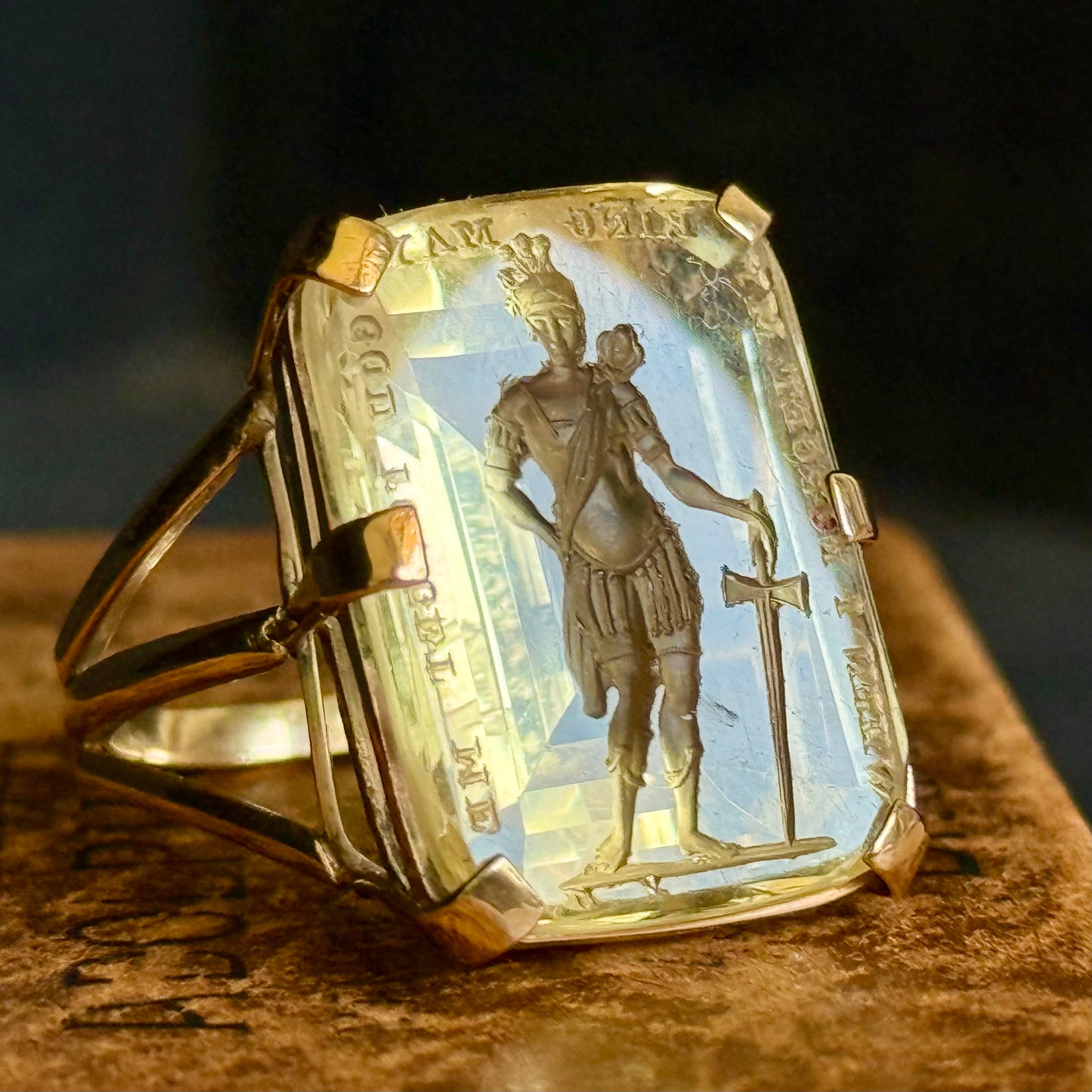 Substantial Citrine Intaglio Ring in 9 Carat Gold