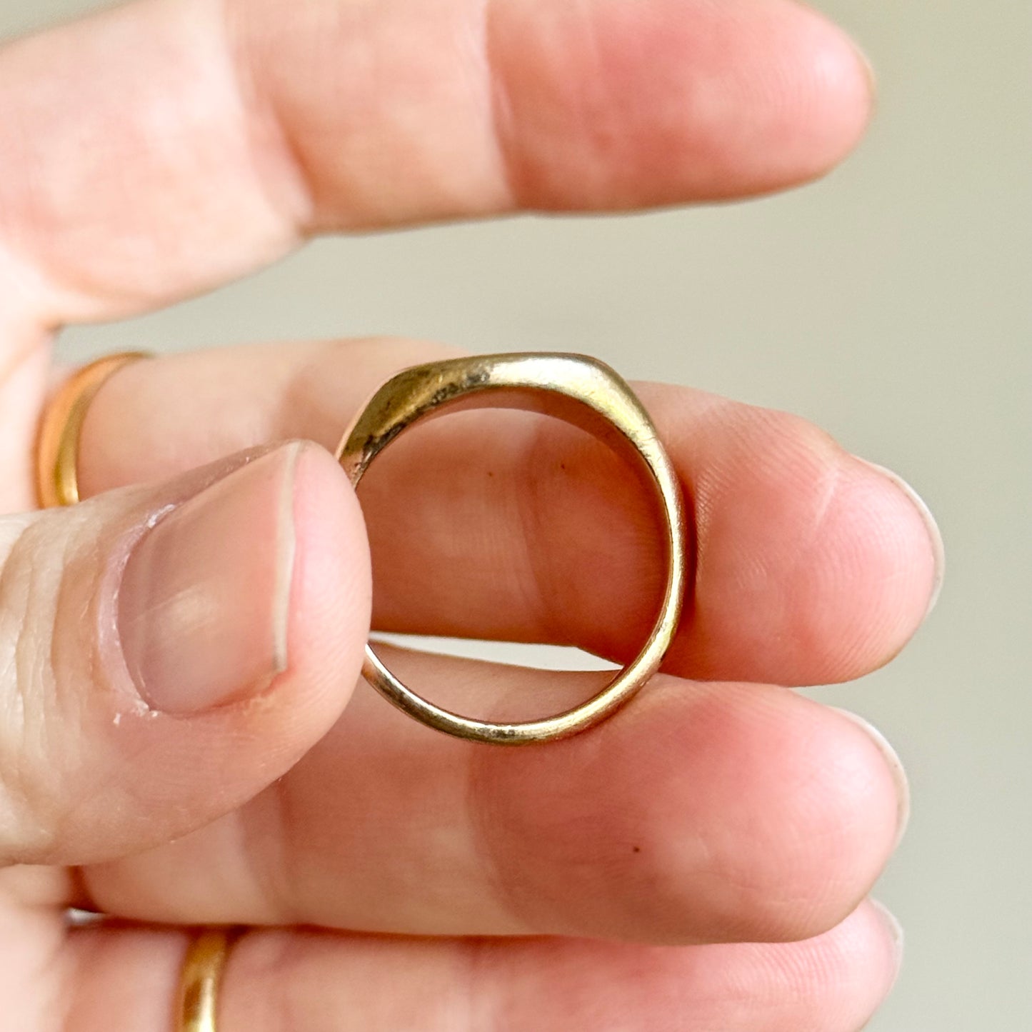 Vintage Duelling Dragons Signet Ring in 9 Carat Gold; Circa 1980
