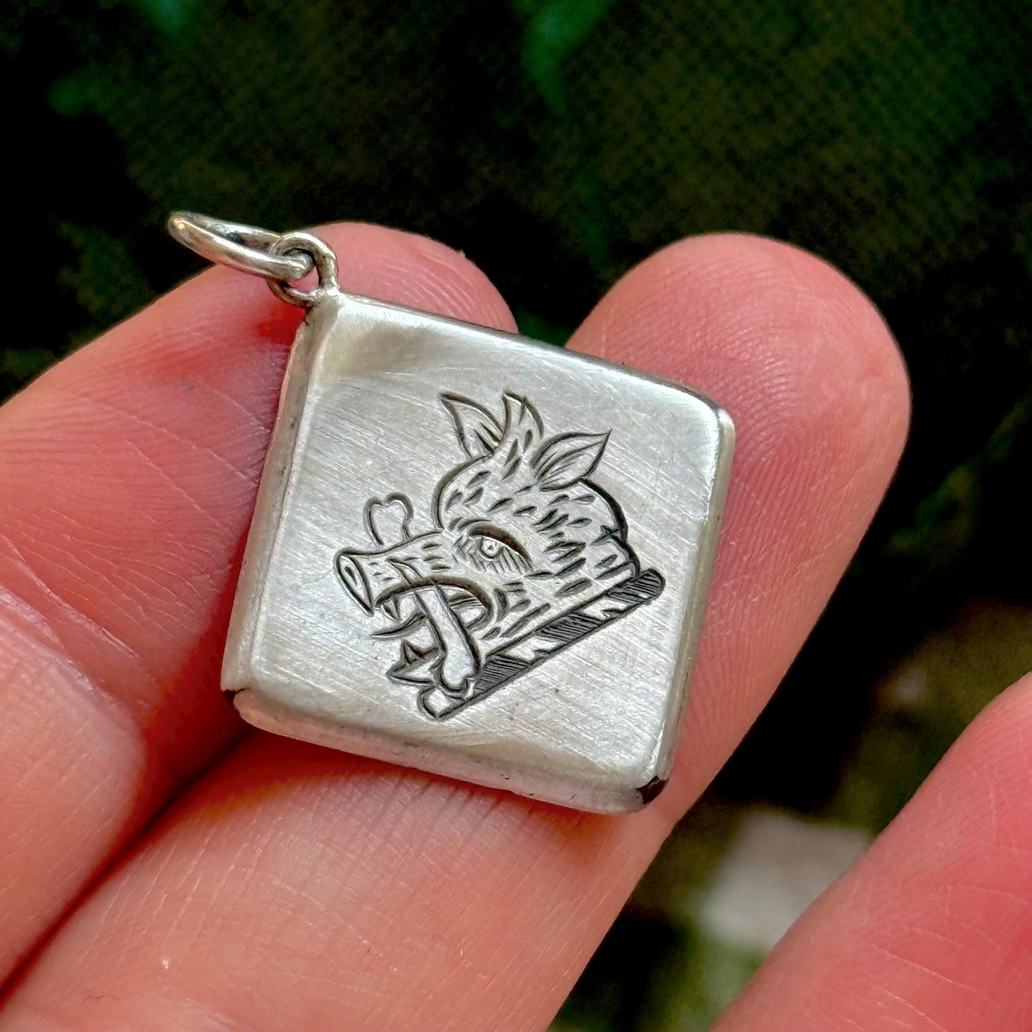 Antique Scottish Silver Heraldic Boar Pendant in Silver