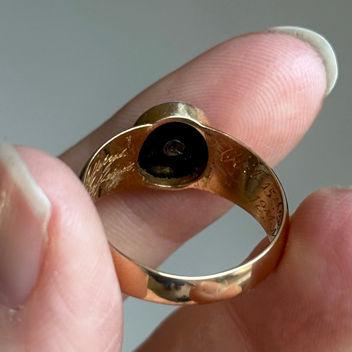 Victorian Diamond Mourning Ring in 18 Carat Gold; Circa 1887