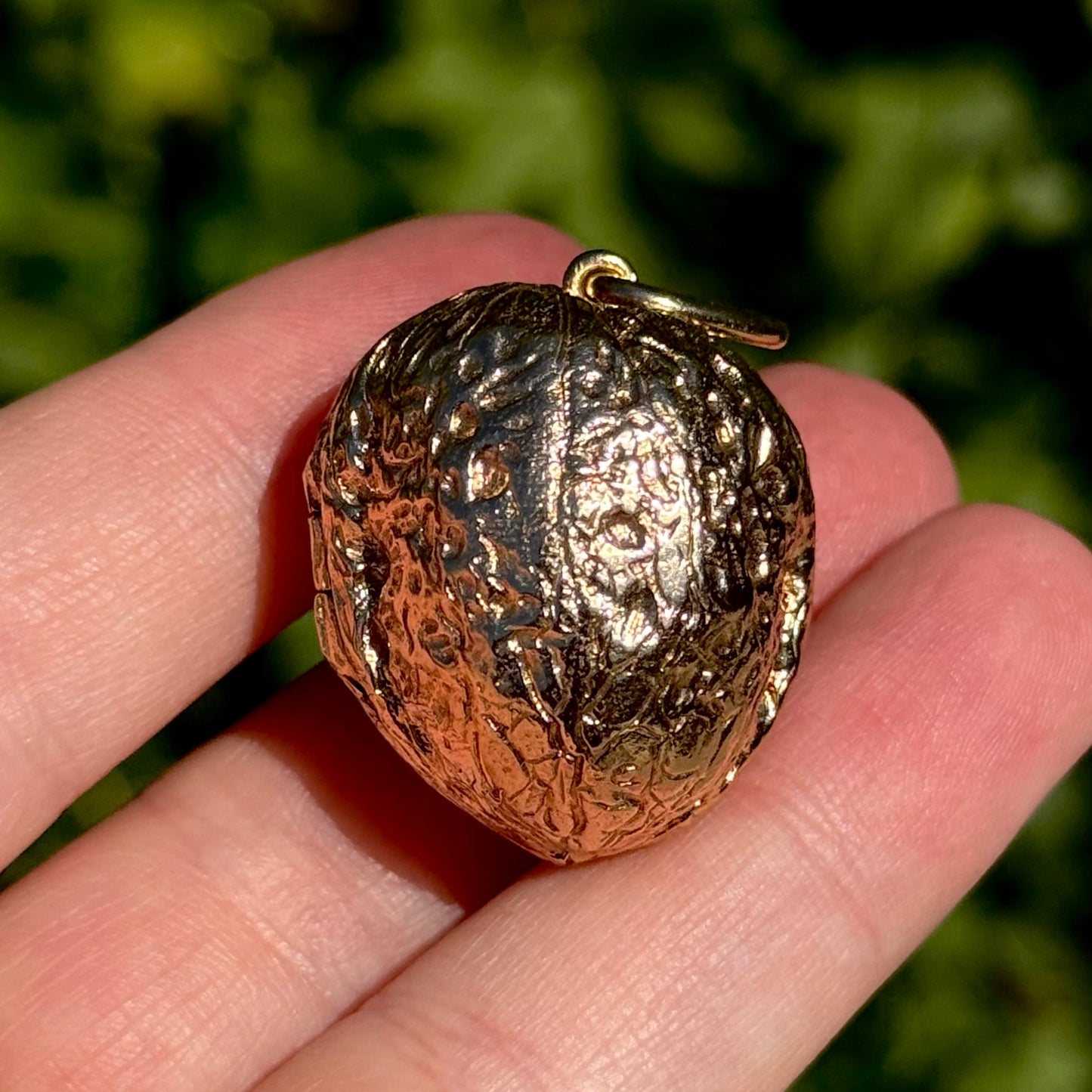 Substantial Vintage Life Size Walnut Locket in 9 Carat Gold