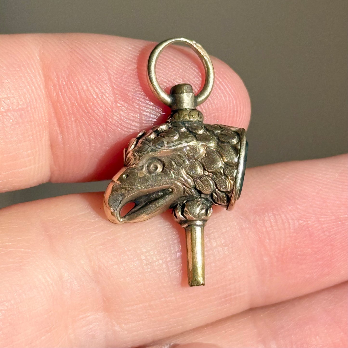 Victorian Bloodstone Eagle Winder pendant: Circa 1870