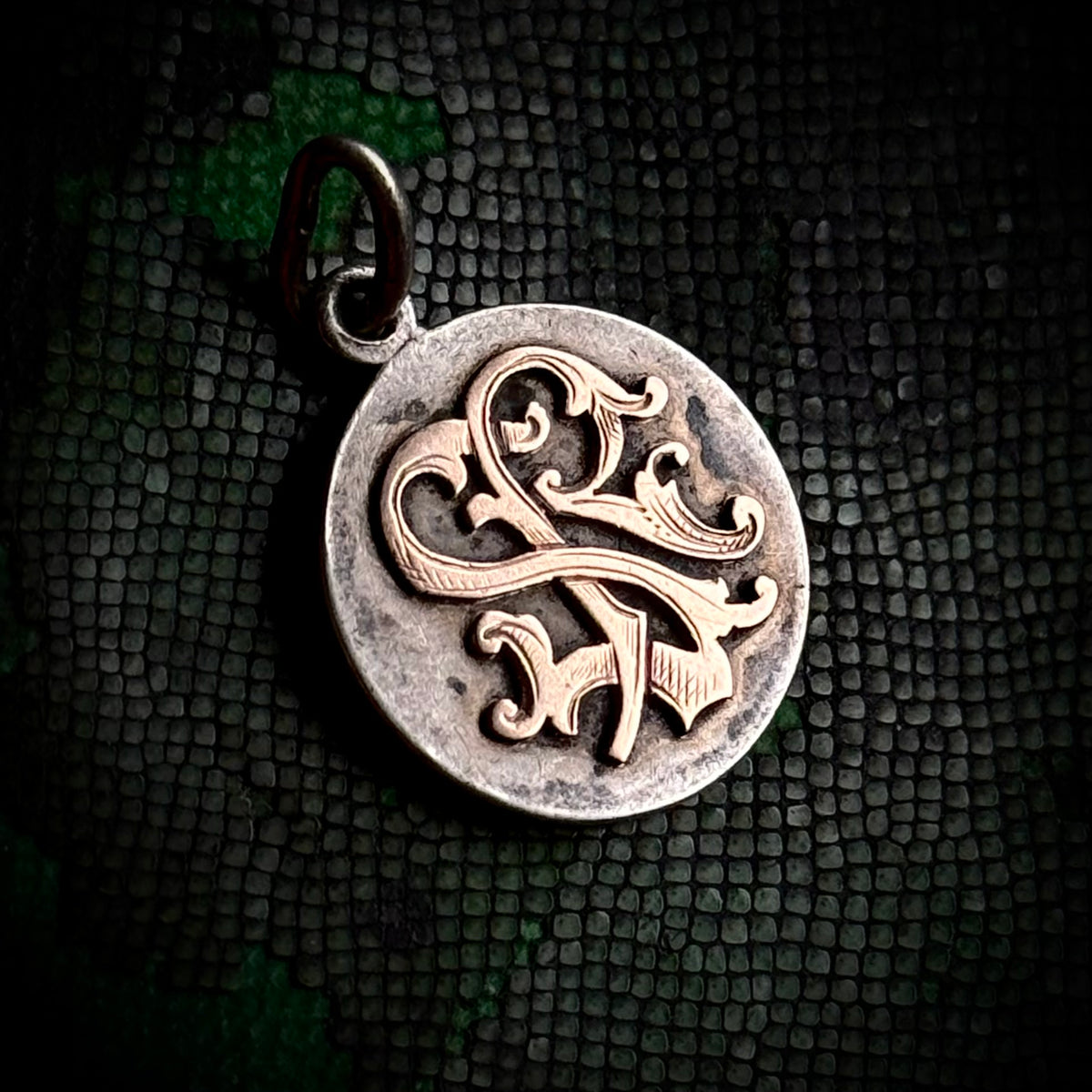 Antique Love Token 'SR' Coin with Gold; Circa 1900