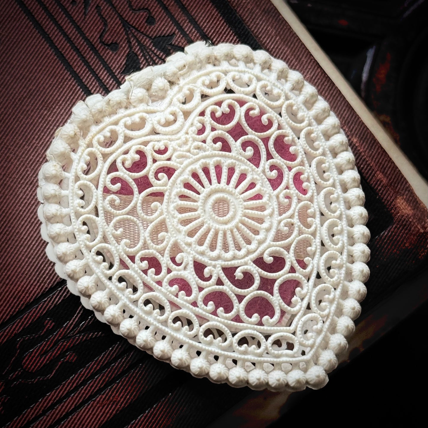 Vintage Early Plastic Filigree Ring Box