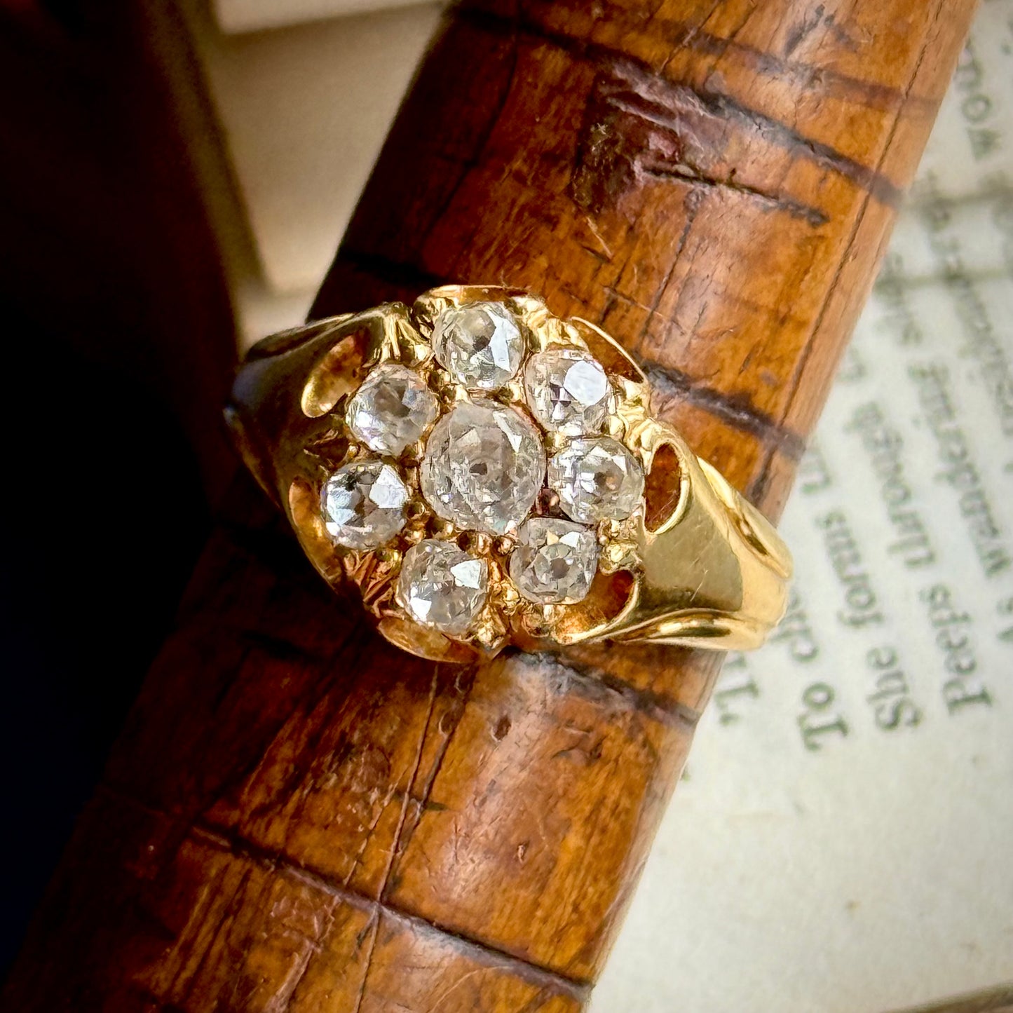 Antique Diamond Cluster Ring in 18 Carat Gold; Circa 1890