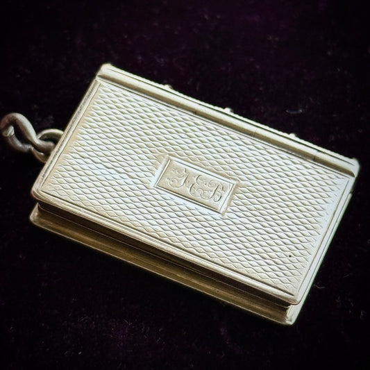 Antique Silver Victorian Book Vinaigrette; Circa 1835