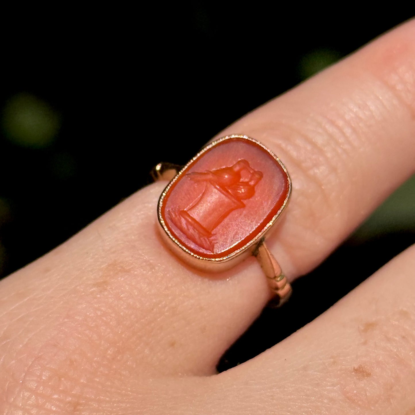 Antique Victorian Love Birds Intaglio Ring in 9 Carat Gold