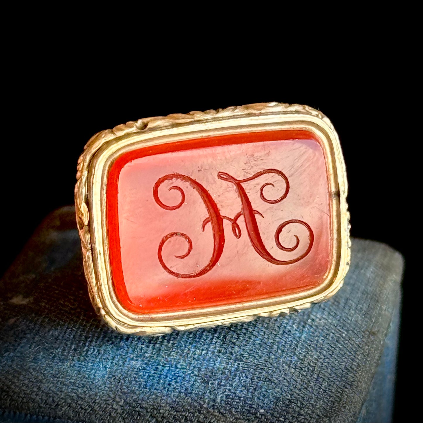 Victorian Carnelian 'H' Fob Pendant; Circa 1860