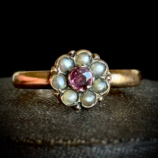 Victorian Ruby Cluster Ring in 9 carat Gold; Circa 1898