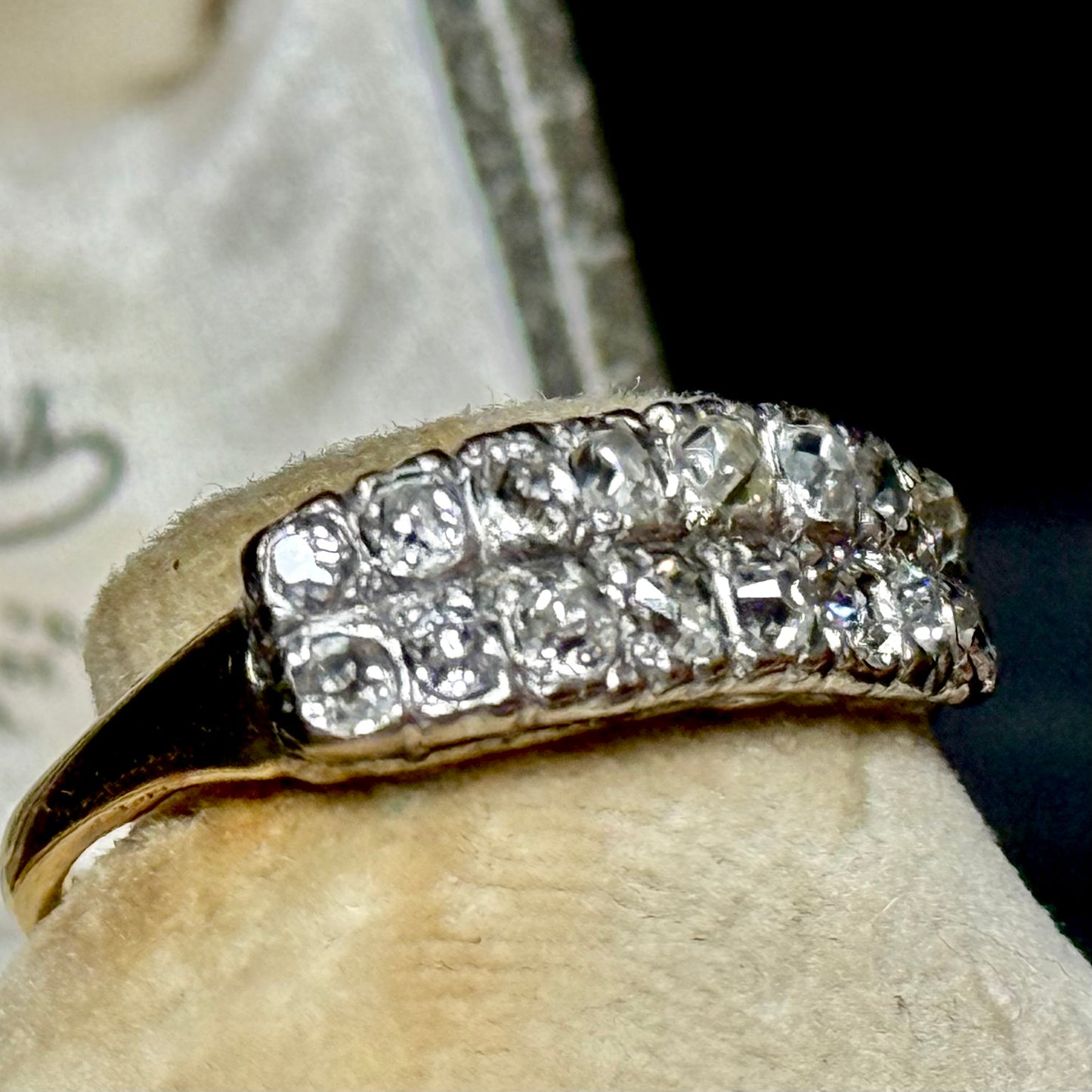 Antique Victorian Double Row Diamond Ring in 15 Carat Gold