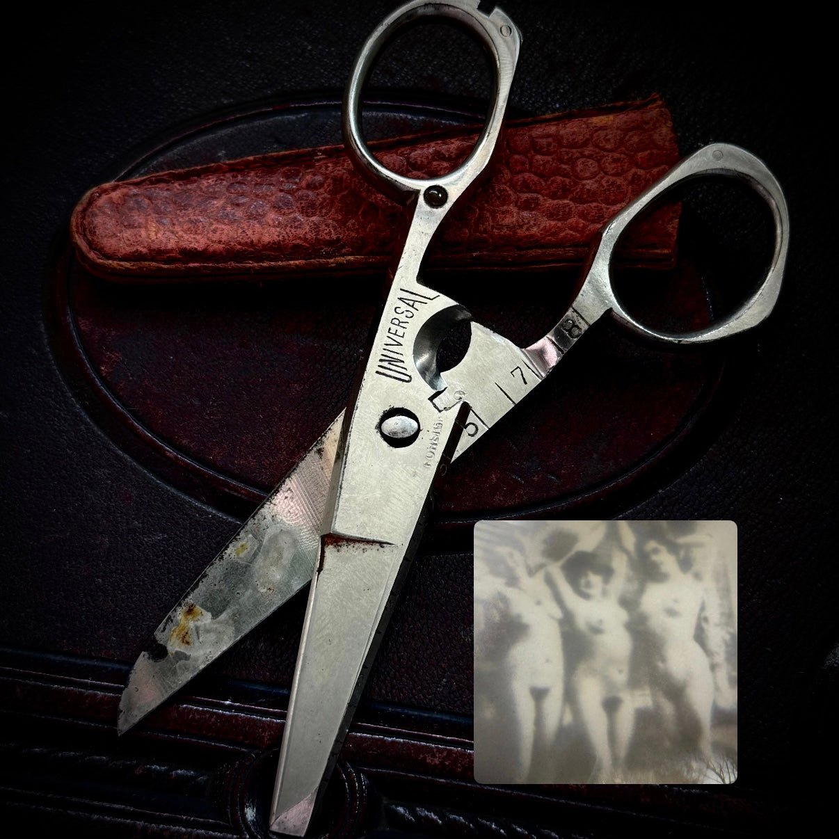 Antique Victorian Erotic Stanhope Universe Scissors