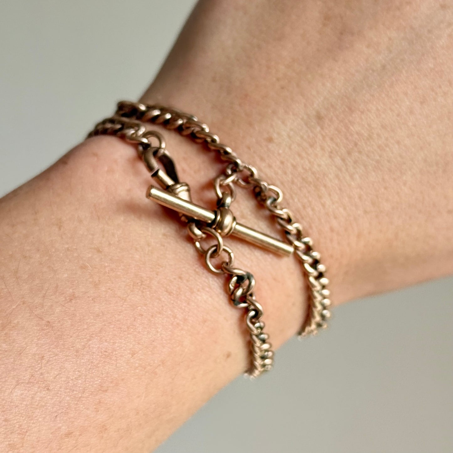 Miniature antique Albert Chain in 9 Carat Rose Gold; Circa 1895