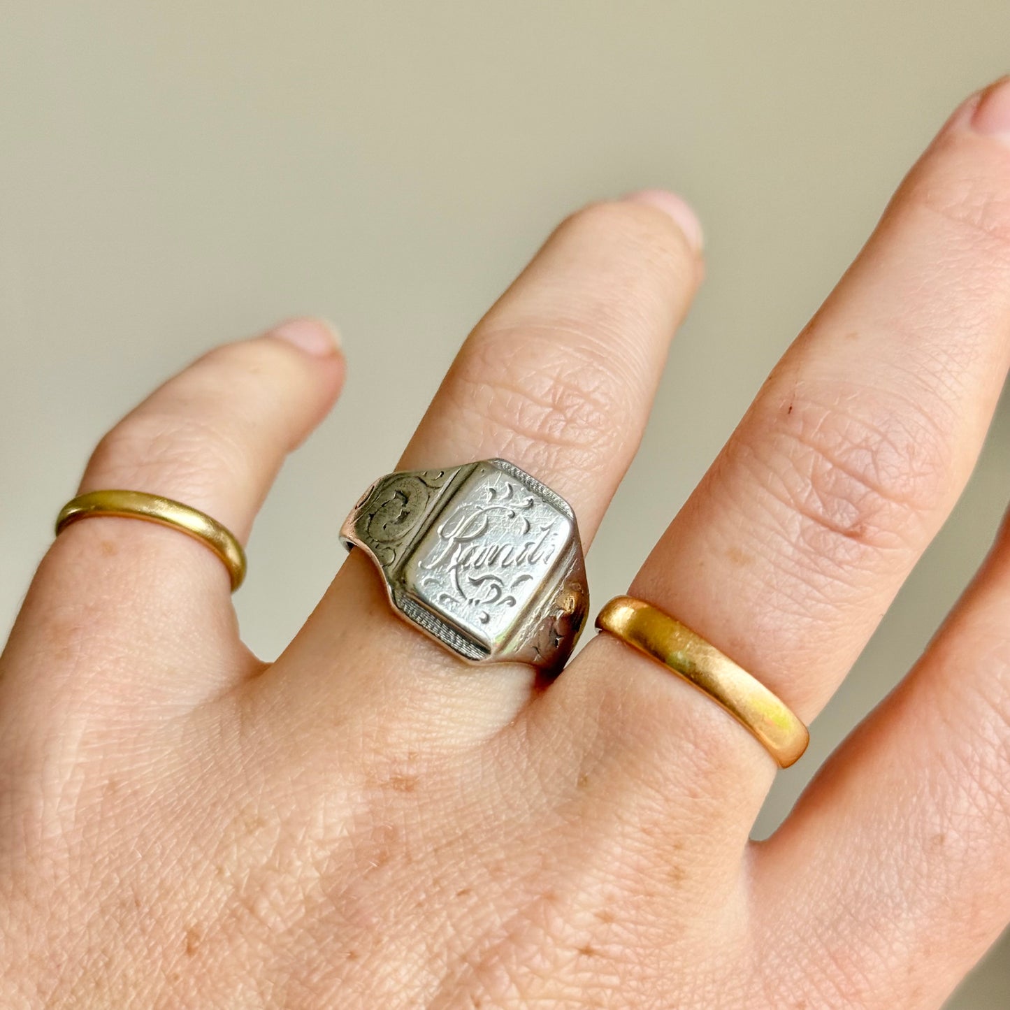 Antique Randi Signet Ring in Sterling Silver
