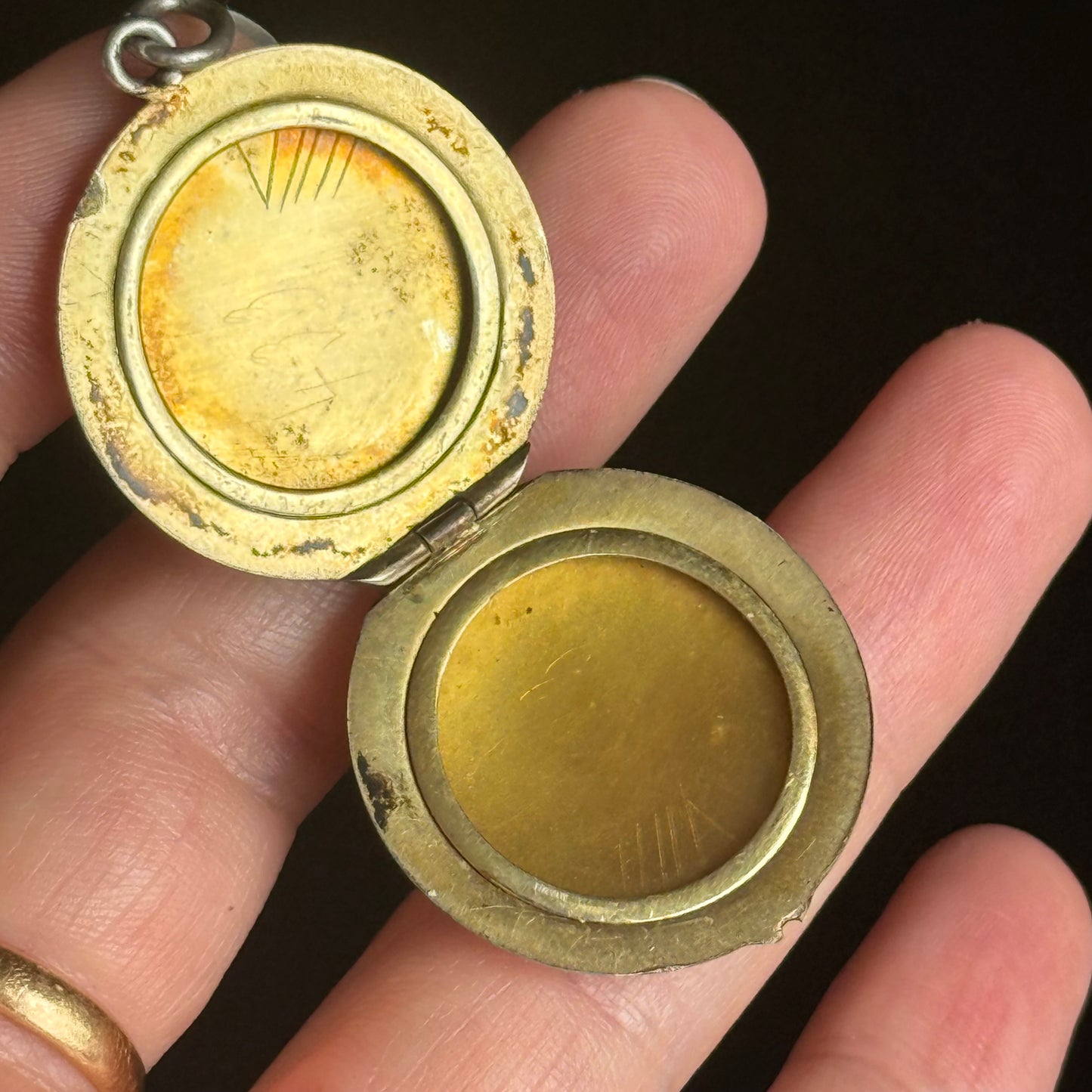Antique Silver Daisy Wreath Guilloche Enamel Locket; Circa 1900