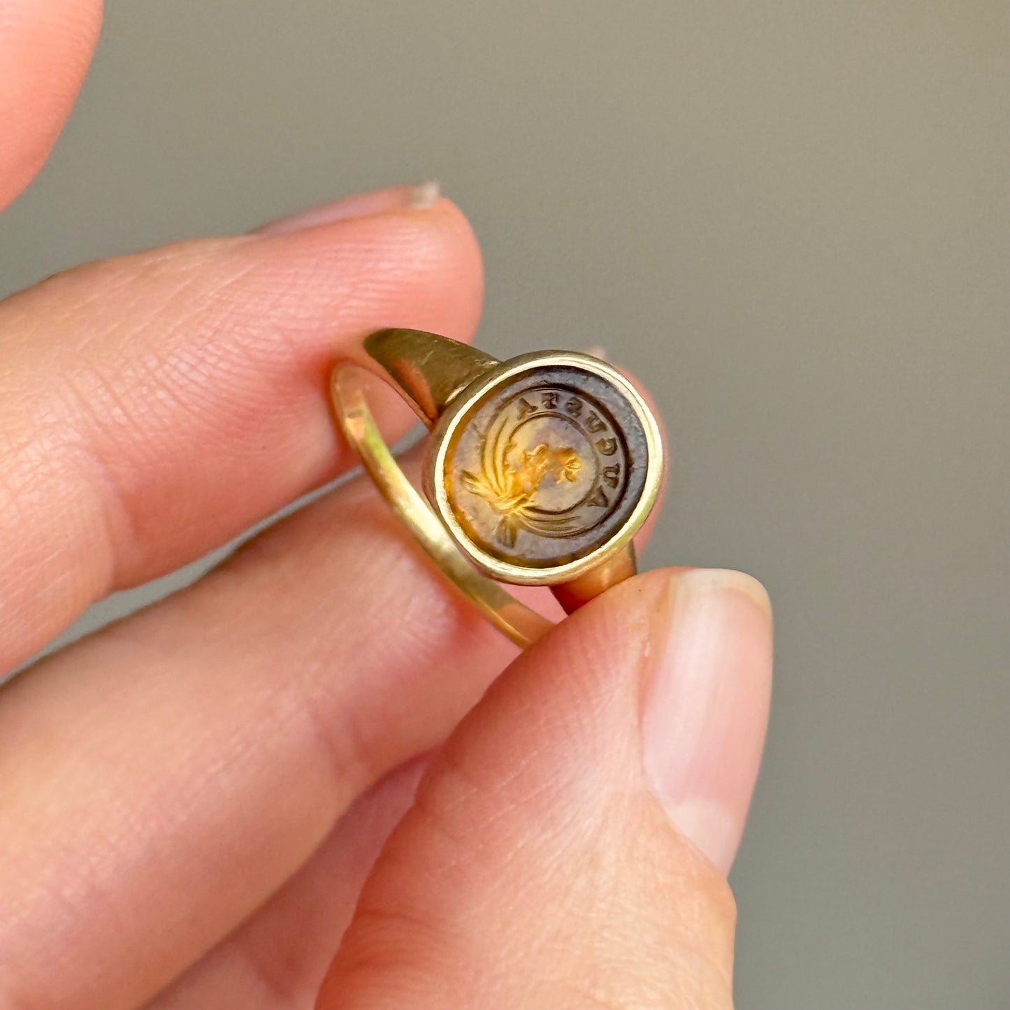 Antique 'Augusta' Citrine Intaglio Signet Ring