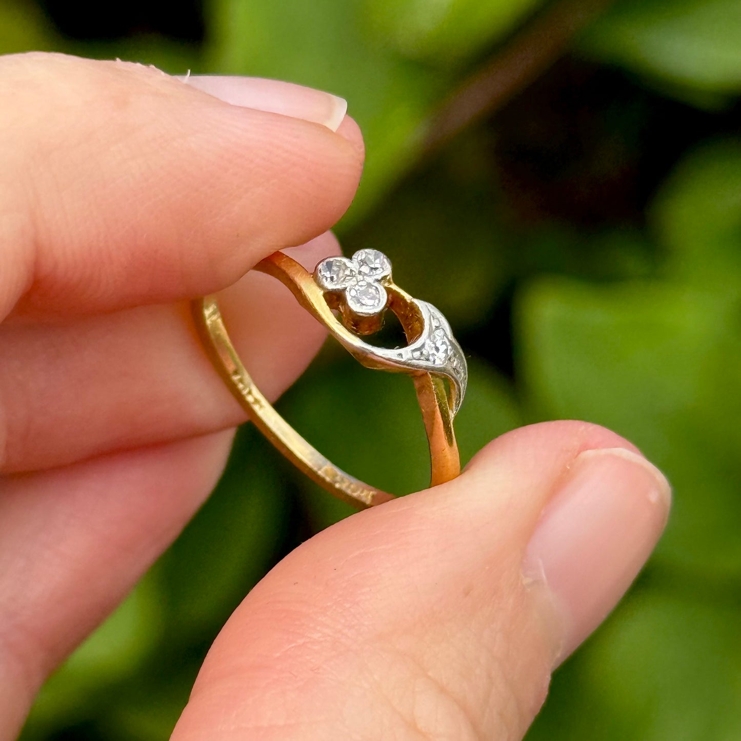 Antique 18 Carat Gold & Platinum Diamond Ring; Circa 1900