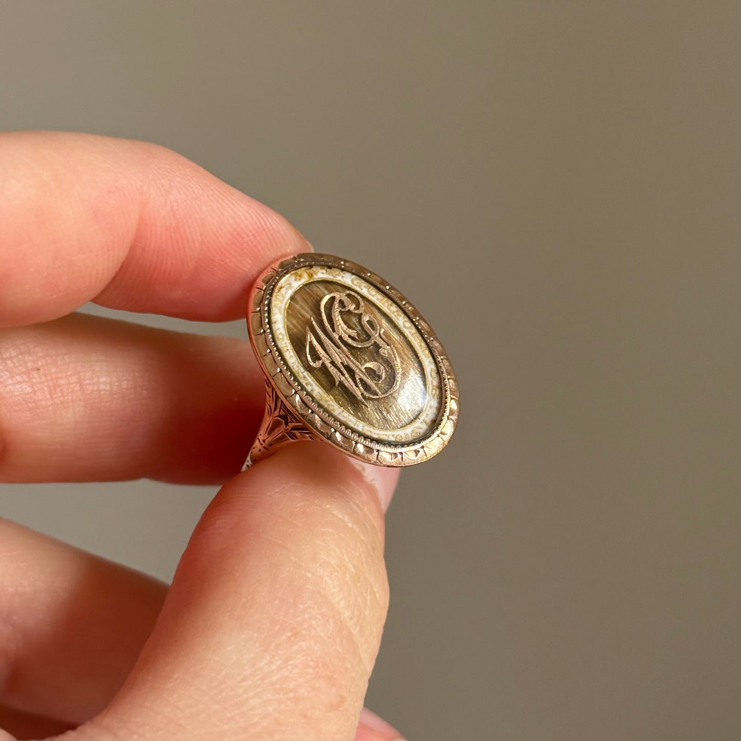 Georgian Enamel Mourning Ring in 9 Carat Gold; Circa 1781
