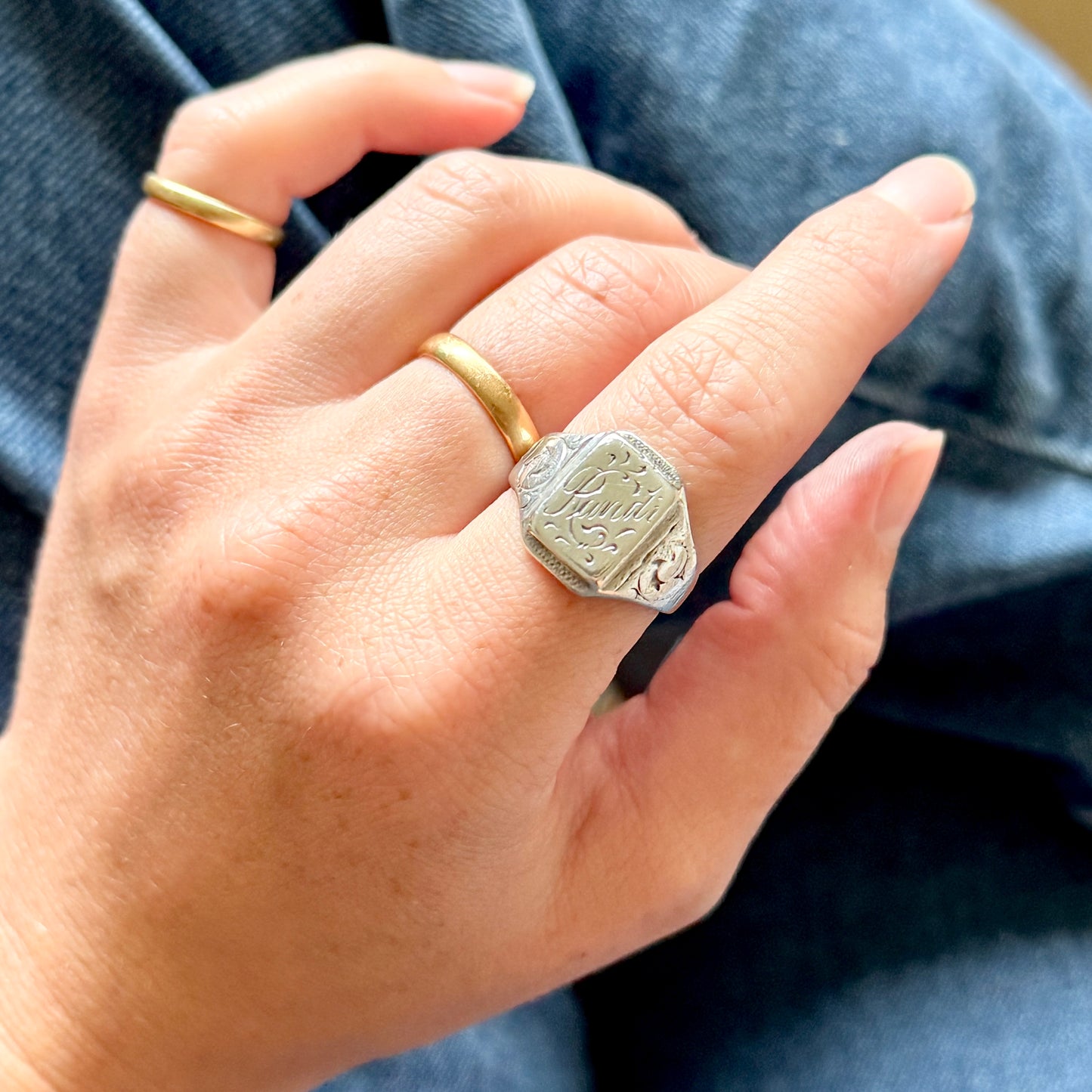 Antique Randi Signet Ring in Sterling Silver