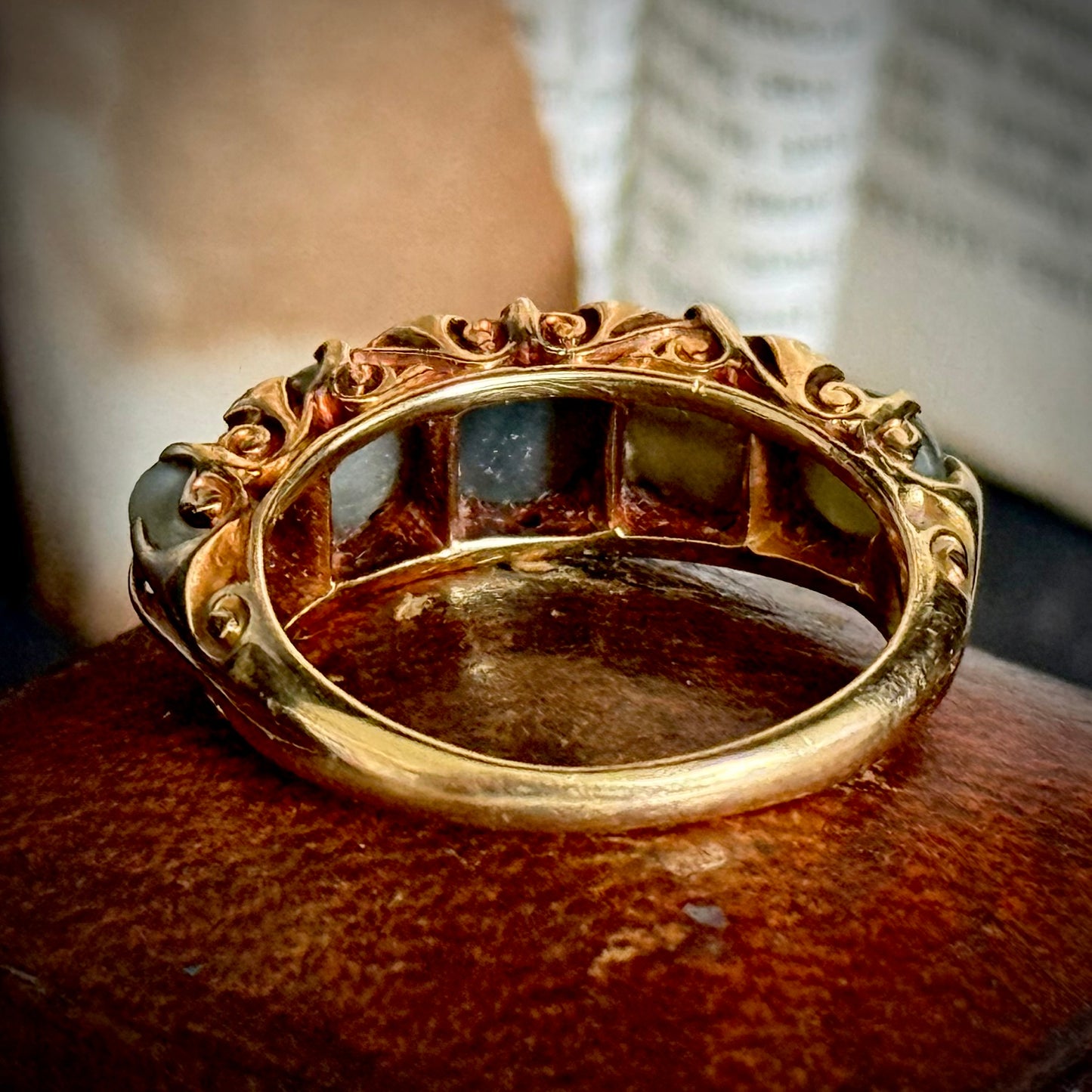 Victorian Chrysoberyl & Diamond  Ring in 18 Carat Gold; Circa 1890