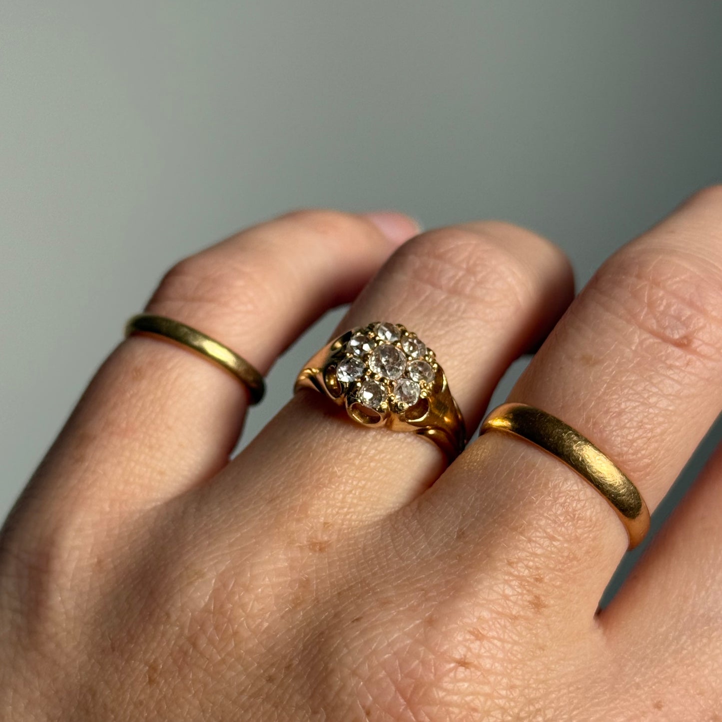 Antique Diamond Cluster Ring in 18 Carat Gold; Circa 1890