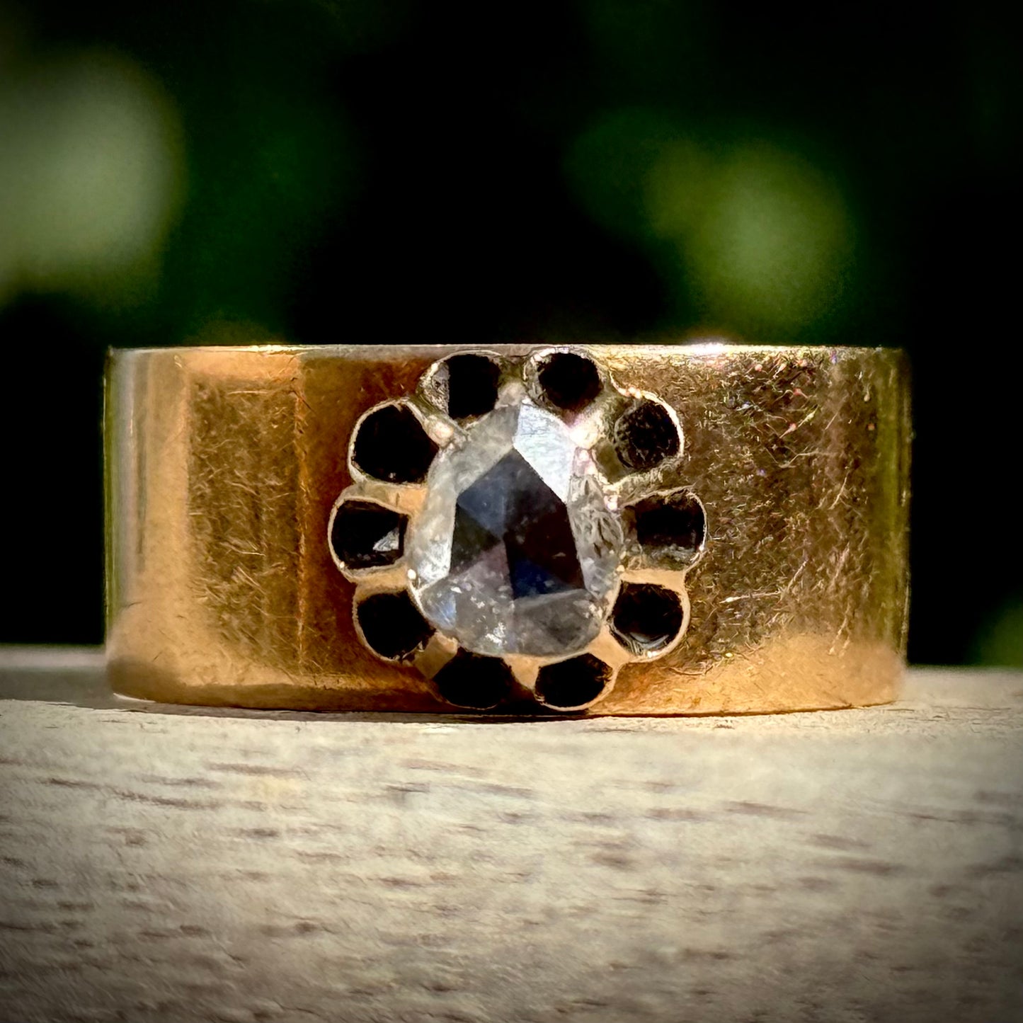 Antique Dutch Pear Rose Cut Diamond Ring in 14 Carat gold