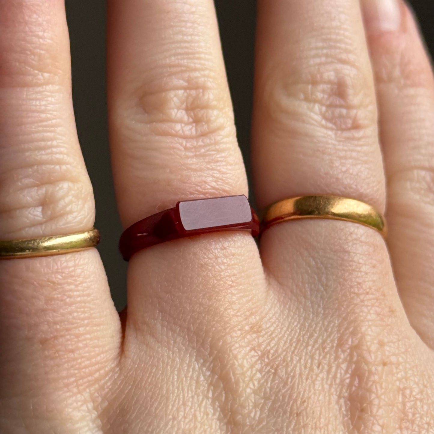 Antique Carnelian Carved Signet Ring; Circa 1880