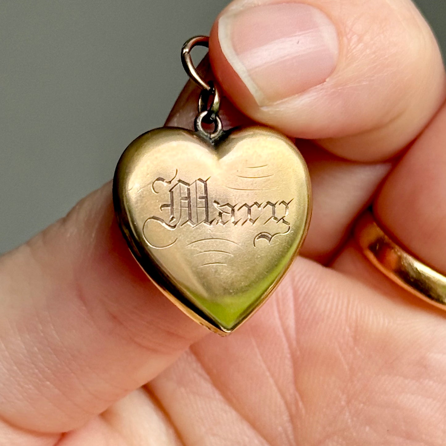Antique 'Mary' 10 Carat Gold Heart Pendant; Circa 1880