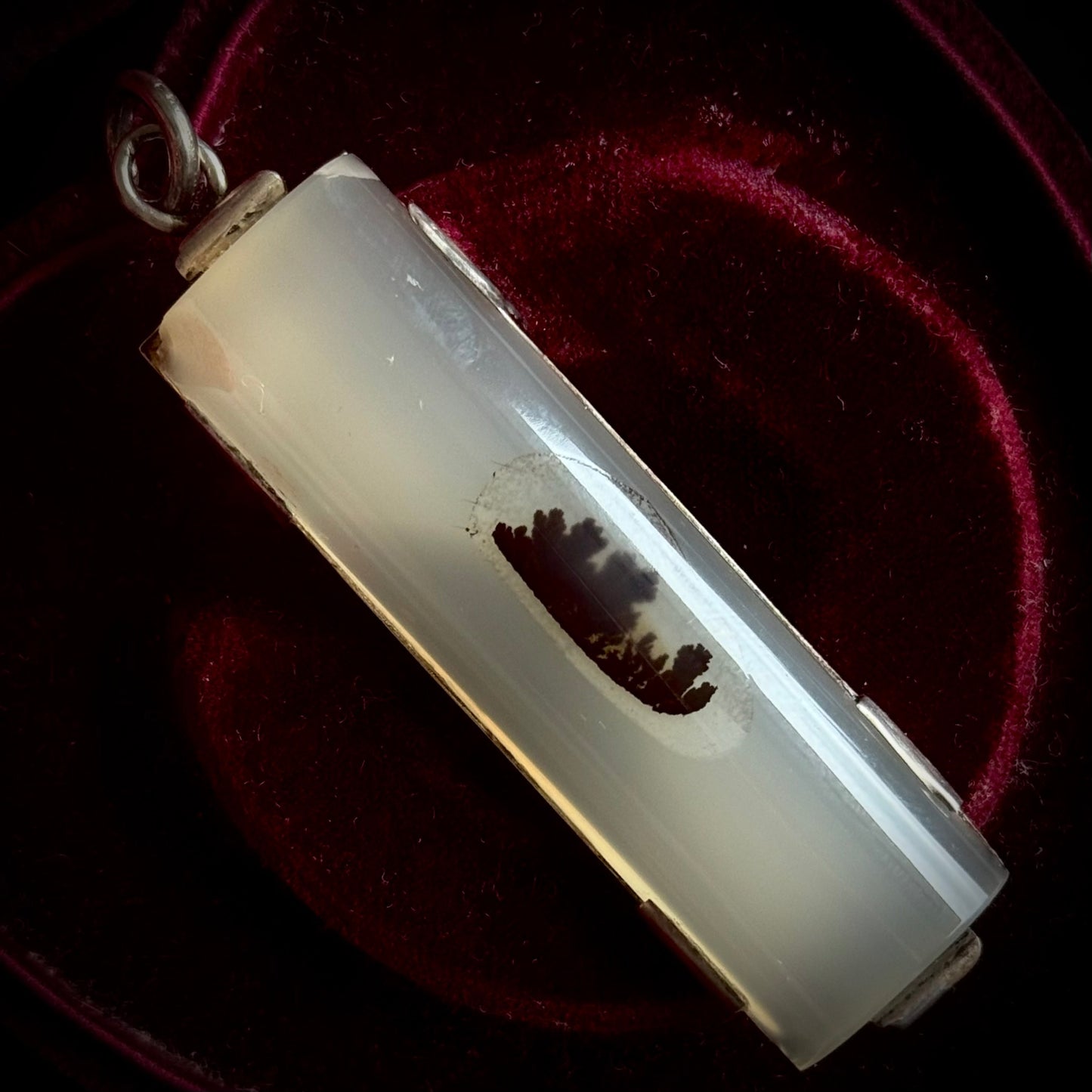 Antique Scenic Dendritic Agate Pendant in Silver