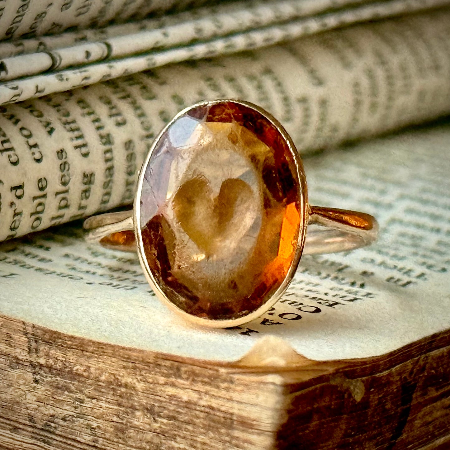Heart Carved Citrine Ring in 9 Carat Gold