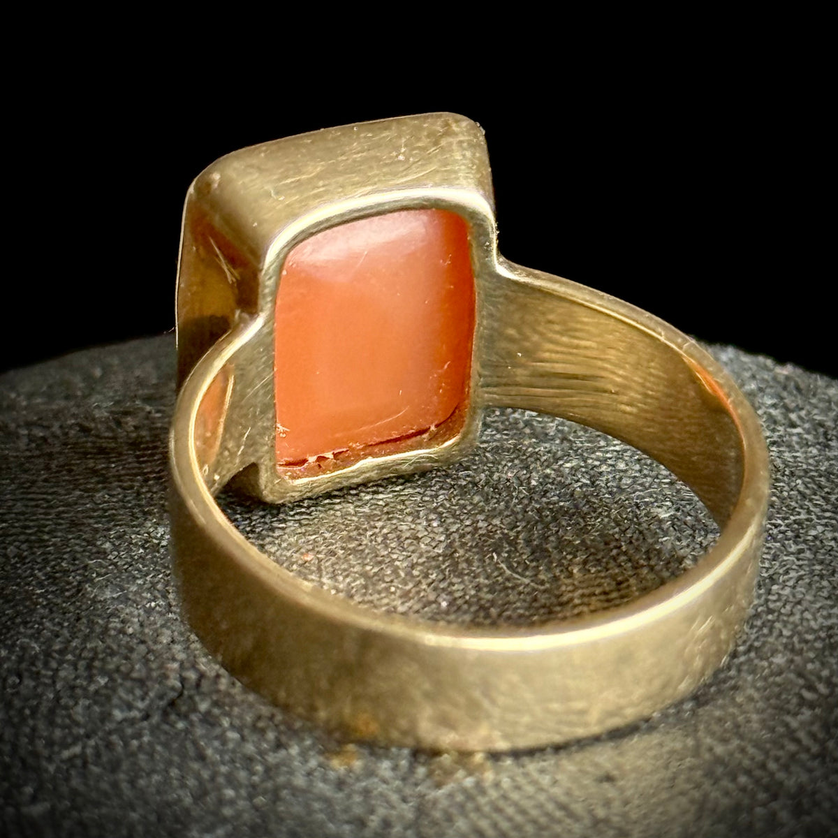 Antique Carnelian Female Intaglio Ring in 9 Carat Gold; Circa 1850